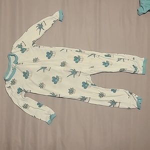kyte BABY zipper romper -  white with succulent design,teal details. Size 18-24m